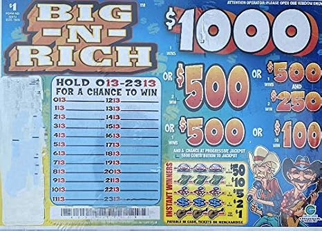 Big n Rich $1,000 Bingo Pull Tabs Game, Seal Card