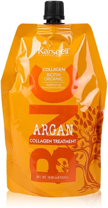 Karseell BNC Collagen Hair Treatment 16.90 Oz 500ml Deep Repair Conditioning Argan Oil Collagen Hair Mask Essence for Dry Damaged Hair All Hair Types | Convenient pouch format