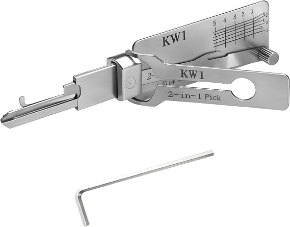 KW1 Master Key Decoder Made of Stainless Steel LiShi 2-in-1 Lock Pick and Pick Tools Car Key Reader Lock Picking Set Multi-Purpose Maintenance Repair Kits Robust Hand Tools Silver
