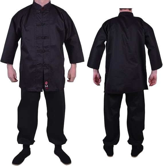 MAR | Black Traditional Kung Fu Uniform, Kung Fu Suit | Men & Women; Kids & Adult Sizes | Kung Fu Trousers; Kung Fu Outfit, Student's Uniform, 8oz Medium-Weight Fabric
