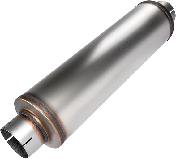 Exhaust Muffler Universal Stainless Steel Muffler Tip Straight-Through Performance for Cars Trucks, 5" Inlet/Outlet, Overall Length 30", 7" Body Diameter