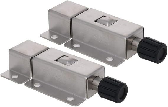 MroMax Door Barrel Bolt, Stainless Steel 304 Security Push Button Spring Loaded Latch 2Pcs