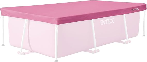 INTEX 28027E Pool Cover: for 7ft x 5ft Rectangular Metal Frame Pools Includes Rope Tie Drain Holes 12in Overhang Snug Fit