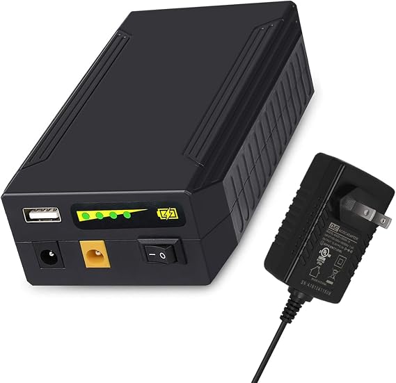 Talentcell 12/9/5V Portable Power Bank, Multi-Voltage Output Power Supply, 12V/9V DC and 5V USB-A Port for LED Strip, CCTV Camera, Mobile Phones, with AC/DC Charger, Black