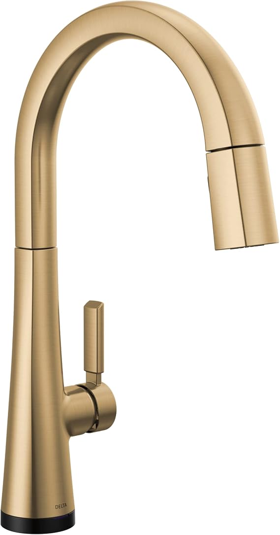 Delta Faucet Monrovia Gold Kitchen Faucet Touch, Touch Kitchen Faucets with Pull Down Sprayer, Kitchen Sink Faucet, Delta Touch2O Technology, Lumicoat Champagne Bronze 9191T-CZ-PR-DST