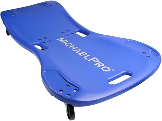 MichaelPro 42-Inch Mechanic Creeper   Low Profile Automotive Creeper, 350 Lbs Capacity Rolling Garage Car Creeper with Headrest, Shop Creeper with Tool Trays | MP016004