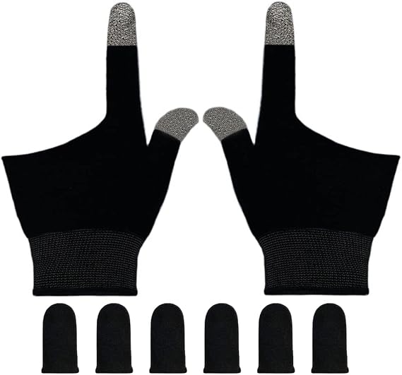 Gaming Gloves for Sweaty Hands, Ultra-Thin Breathable Touchscreen Game Gloves with Thumb Finger Sleeves for iPad Tablet/Mobile Phone