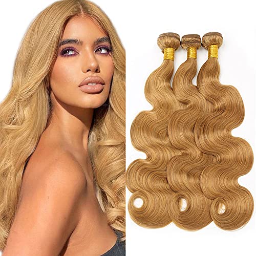 Honey Blonde Bundles #27 Body Wave Human Hair Bundles Blonde Human Hair 3 Bundles 18 20 22 inch Brazilian Grade 8A Remy Honey Blonde Body Wave Bundle