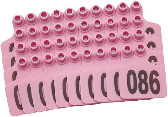 100pcs Cow Ear tag 6 * 7.5cm (2.36 * 2.95in) Plastic Livestock Label for Dairy Cows, Sheep, Goats - Animal Identification Ear Bars (Number 001-1000)