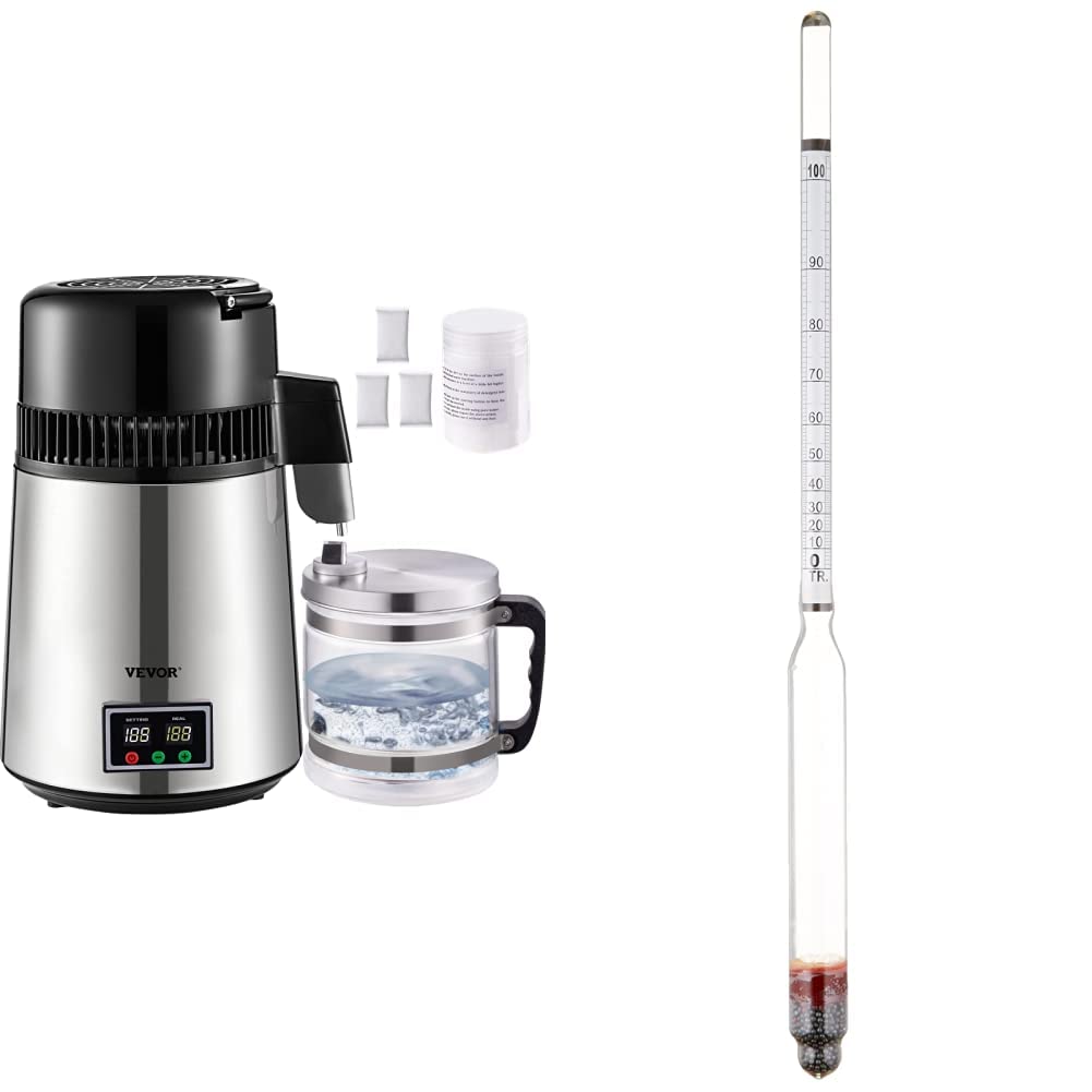 VEVOR Water Distiller, 4L Distilled Water Maker, Pure Water Distiller with Dual Temperature Displays