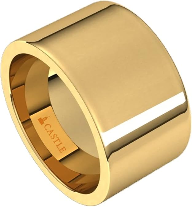 Comfort Fit Gold Mens Womens Wedding Band Solid 10K/14K/18K Rose/White/Yellow Gold Flat Comfort Fit Ring 12mm Wide