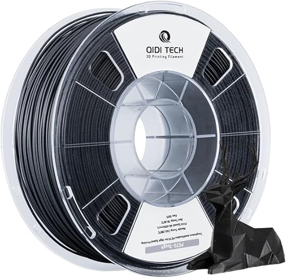 R QIDI TECHNOLOGY PETG-Tough 3D Printer Filament, Toughness PETG Filament 1.75mm, 3D Printing Filament 1kg Spool(2.2lbs), Suitable for Hyper Speed Printing, Fit Most FDM 3D Printer, Black