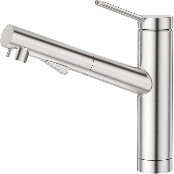 CREA Pull Out Kitchen Tap, Kichen Mixer Tap with Dual Mode Sprayer, 120° Swivel Kitchen Sink Tap, Single Handle Sink Mixer Tap, Brushed Nickel