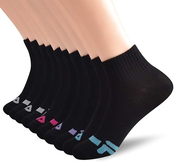 Fila Womens Quarter Ankle Socks, Womens Athletic Socks, 10 Pack