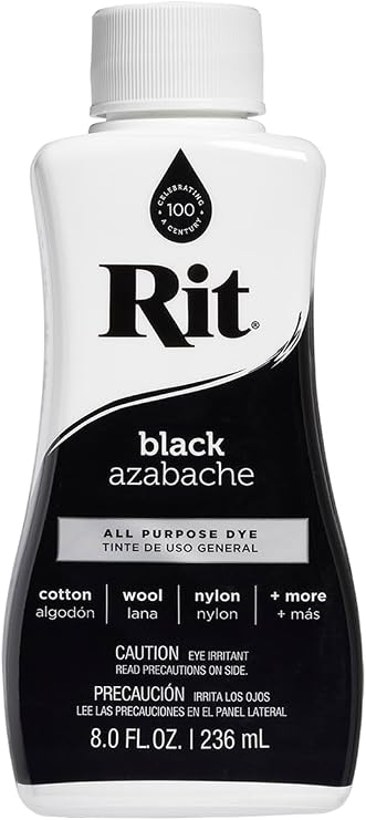 Rit Dye 88150 All Purpose Liquid Dye, Black, 8 Fl Oz (Pack of 1)