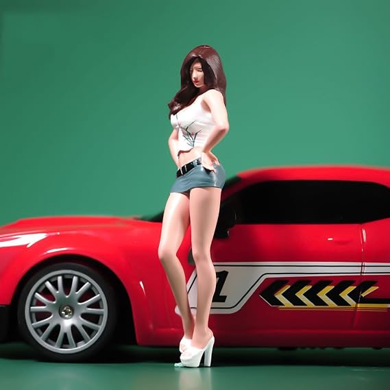 Painted Miniatures 1/18 1/24 1/64 1/43 1/87 Scale Bikini Beauty Girls Scene Props Figure Dolls Unpainted Model for Cars Vehicles (D, 1/24 Scale)
