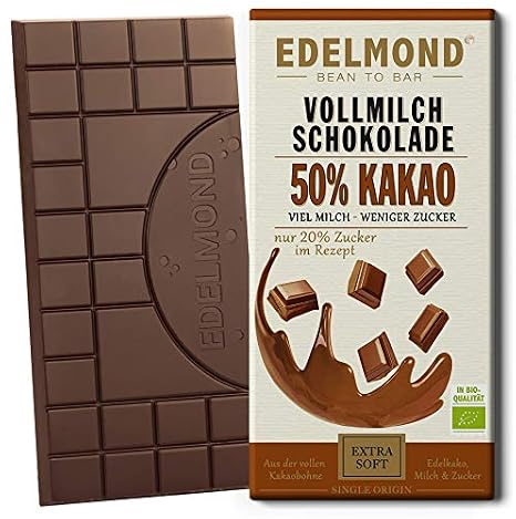 Organic Milk Chocolate 50% Cocoa (1 Bar 75 g) - Natural Fair Trade High Quality Chocolate No Industrial Cocoa Mass With Organic Whole Milk Powder