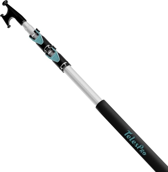TelesPro 5-12FT 3-Stage Telescopic Aluminum Pole Boat Hook: Versatile Docking Pole for Easy Boat Handling, Sturdy and Durable Design, Ideal for Pushing and Pulling Boats in Any Water Conditions