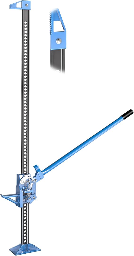 LARBANKE 60" Farm Jack,3 TON/6600 LBS Ratcheting Off Road Utility High Lift Jack,with Adjustable Height, Heavy-Duty for Tractors,Trucks and SUV,Blue