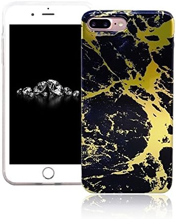 AccessoryHappy Marble Pattern Case, Luxury Shiny Slim Protective Creative Design Soft Flexible TPU Case Cover for iPhone 7 Plus 8 Plus (Bronzing Black)