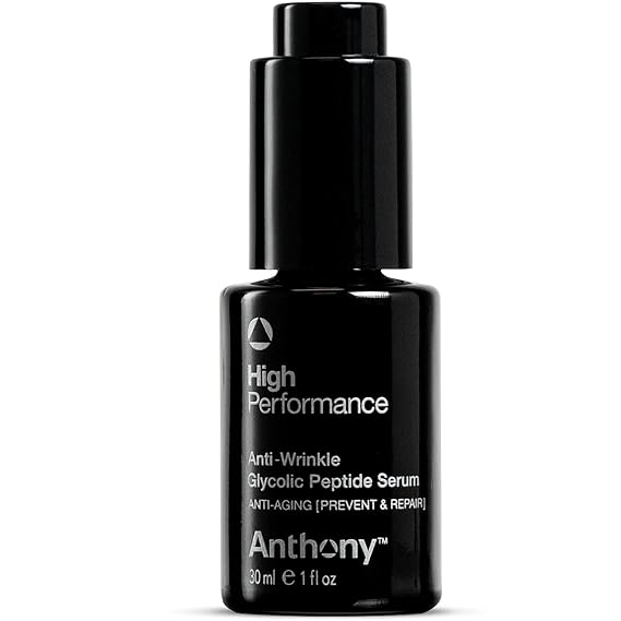 Anthony High Performance Anti-Wrinkle Glycolic Peptide Serum, Anti-Aging Lifting Moisturizer with Glycolic Acid, Peptides, Biotin, Pullulan and Algae Extract, Hydrates and Firms All Skin Types,1 Fl Oz