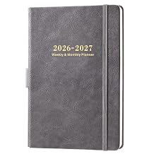 2026-2027 Planner - 5.75" X 8.25", JUL. 2026 - JUN. 2027, 2026-2027 Weekly & Monthly Planner with Calendar Stickers, Premium Thicker Paper, Pen Holder, Inner Pocket and 44 Notes Pages - Gray