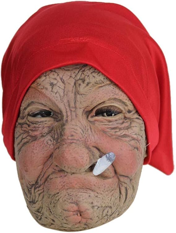 Realistic Face Mask for Adults Human Face Old Man Mask Granny Creepy Human Latex Mask Full Head Mask Wrinkle Face Mask Halloween Scary Mask Ghost Alien Mask Face Holiday Funny Masks(wmr8)