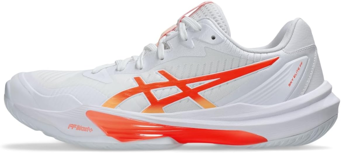 Asics Women's Sky Elite FlyteFoam 3 Volleyball Shoes, White/Vivid Coral, 8.5 UK