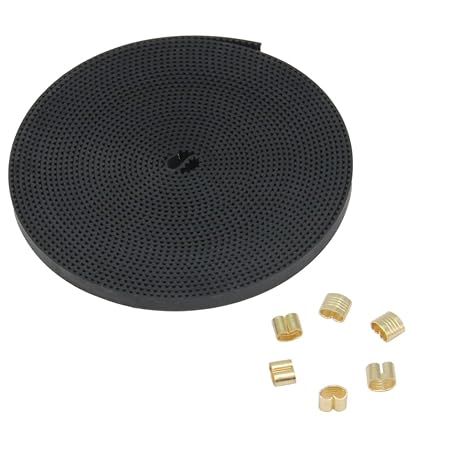 GT2 Black Open Timing Rubber X Y Axis Belt Length 5 Meters/16.4 Ft Width 6mm with 6PCS Copper Buckle for Ender 3 Ender 5 CR10 3D Printer (Open Belt- 5Meter)