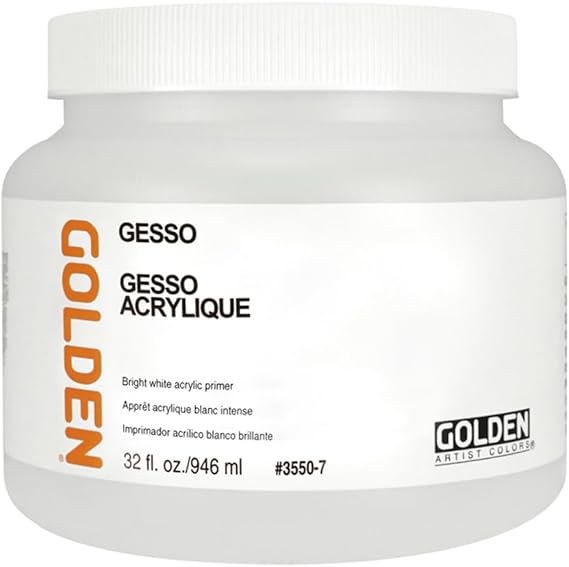 GOLDEN Gesso, 32 fl. oz. Jar, Professional Acrylic Gesso, Opaque