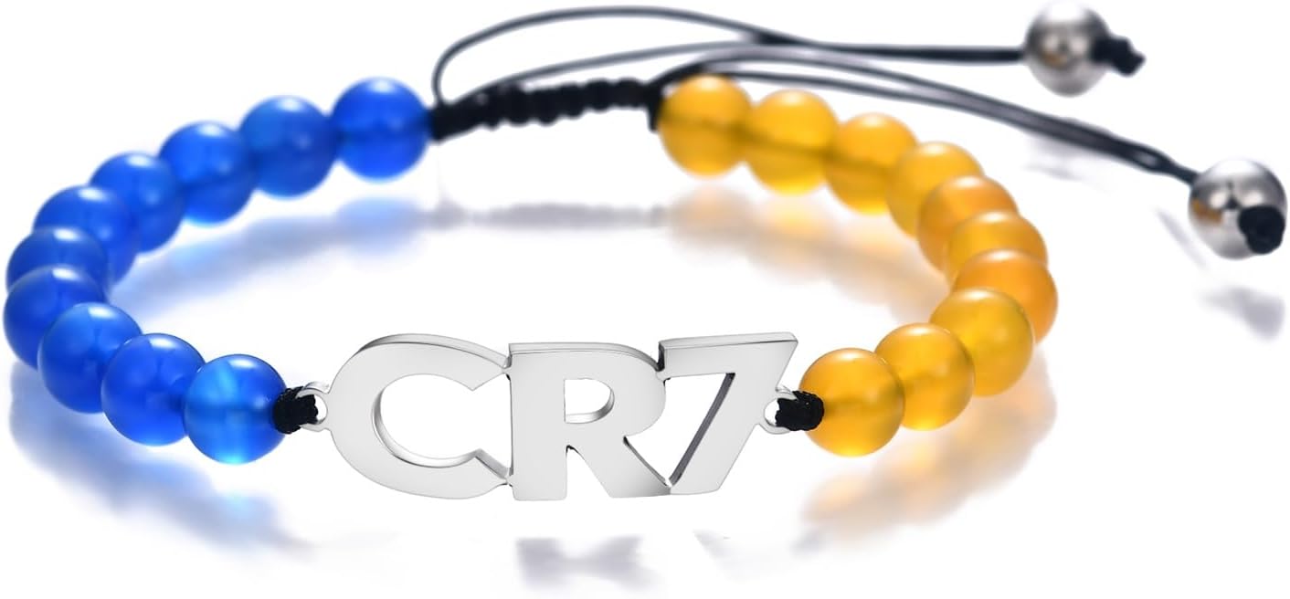 NO.7 Bracelets Football Star C.R Soccer Fan Bracelet Silver Premium Stainless Steel Football Wristband