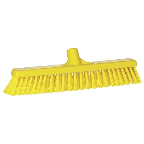 Vikan 31746 Broom,Push,Soft/Stiff,16.5",PP/PBT,Yellow
