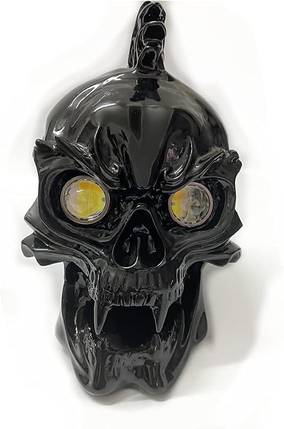 Motorcycle Skull Headlight Head Light Lamp LED Super Brightnes Universal Bike For Honda Harley Suzuki (Black)
