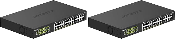 NETGEAR 24 Port PoE Switch Unmanaged 24 Port PoE Gigabit Switch with 16-PoE+ Ports (190W), Desktop or Rackmount (GS324P) (Pack of 2)
