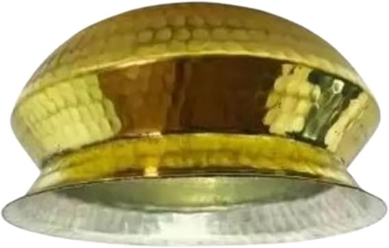 jewellary hub Traditional Hammered Brass shinny Finish (Inside -Tin Coating) Handi | Pital Sipri | Degchi for Cooking & Serving with Lid (Brass, L-01 Liter)