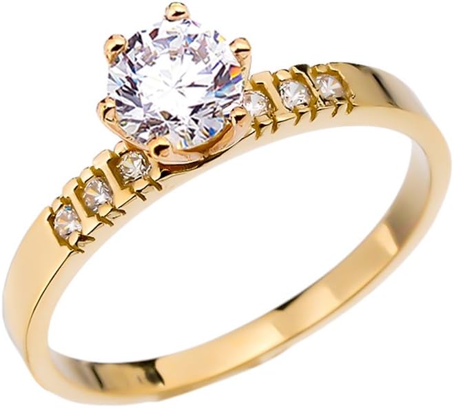 Diamond 10k Yellow Gold Solitaire Engagement Ring With 1 Carat White Topaz Centerstone (Size 10)