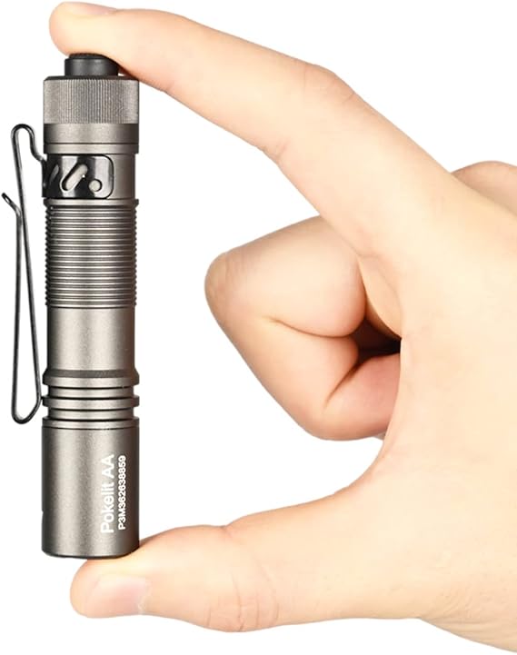 ACEBEAM Pokelit AA Mini Flashlight with Clip, 1000 High Lumens Pocket EDC Flashlight, Super Bright Small Flashlight, Led Flashlight for Camping,Hiking,Everyday Use, Cool White Light(Gray)