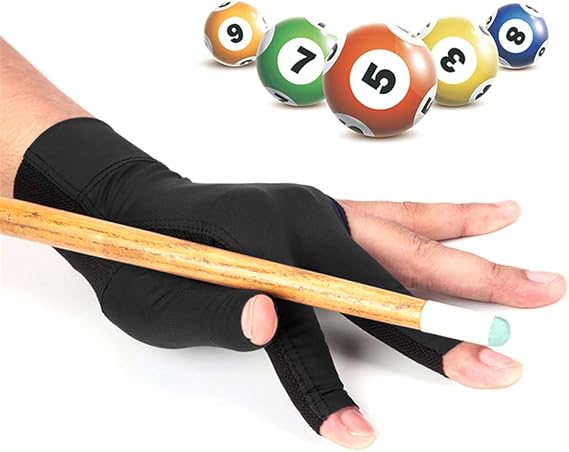 Quick-Dry Breathable Billiard Glove for Left Bridge Hand Professional 3 Fingers Lycra Stretchable Pool Cue Snooker Glove Snooker Carom Billiard Pool Cue Sport Glove Handwear Gift for Men Women Player