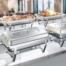 Chafing Dishes for Buffet, 4 Pack 8QT Chafers and Buffet Warmers Sets for Parties, Catering, Weddings, Christmas, Events Serving, Silver
