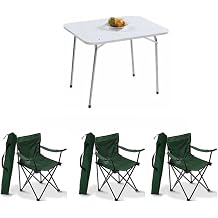 Bofigo Green 60X80 Folding Table + 3 Pieces Camping Folding Chair Picnic Beach Set