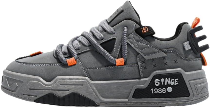 Comfortable Breathable Men's Fashion Skate Sneakers - Non-Slip Lace-Up Shoes with Rubber Sole for All Seasons