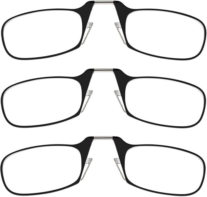 ThinOptics Readers Rectangular Reading Glasses, 3 Pack-Black, 44mm + 2.5