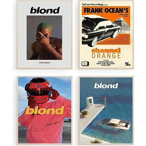 ZONTO Frank Ocean Album Cover Posters Rapper Music Signed Limited Prints Posters Set of 4 for Living Room Aesthetic Posters Bedroom Music Classroom Wall Decor Art 8x10 inch Unframed