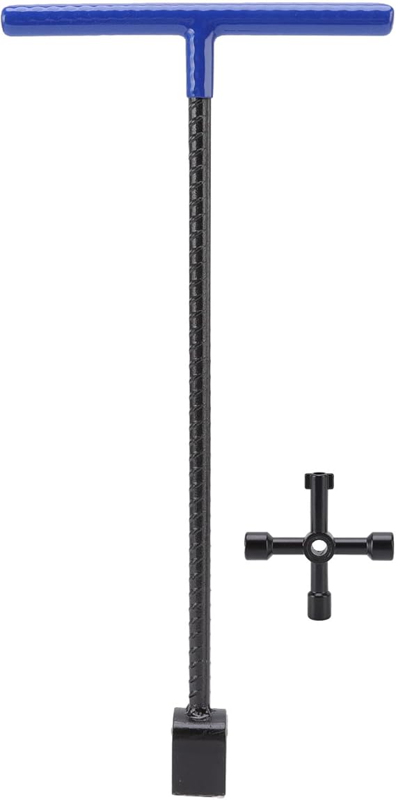 Health Gear Water Meter Key T Handle Curb Key Solid Strong Steel Water Shut Off Tool Wrench, Multifunction 4 Way Utility Tool Key for Valves Faucets, Curb Valve Key Wrench Tool for