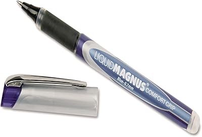 SKILCRAFT 7520-01-587-7787 Fine Point Liquid Magnus Comfort Grip Roller Ball Pen, 0.7mm Size, Blue Ink Pack of 4