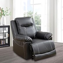 Living Room Furniture, Leather Recliner Chair, Manual Reclining Chair for House/Bedroom/Office/Apartment (Black/1 Piece)