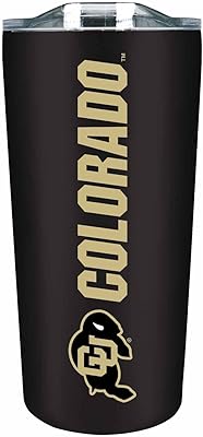 Campus Colors NCAA Stainless Steel Tumbler perfect for Gameday - 18 oz - Double Walled - Keeps Drinks Perfectly Insulated Colorado Buffaloes - Black