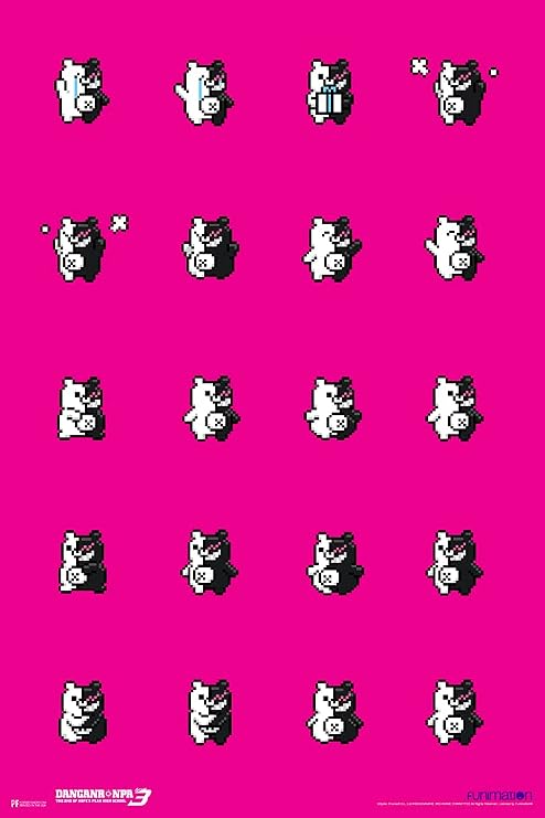 Danganronpa Monokuma Pixel Art Video Game Gamer Gaming Danganronpa Manga Anime Posters Danganronpa Merch Dangan Ronpa Anime Room Decor Merchandise Trilogy Cool Wall Art Print Poster 12x18