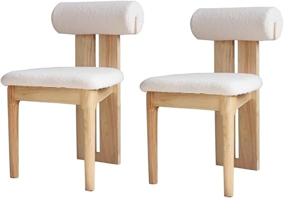 Modern Dining Chairs Set of 2, Ergonomic Wooden Dining Chair, Retro Simple Dining Chair, Makeup Chair, Sofa Chair for Living Room,(Natural)