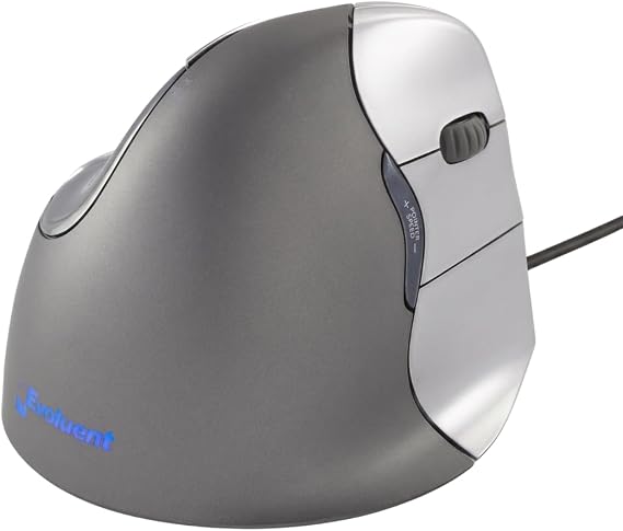 Evoluent World's Original Vertical Mouse, Wired Ergonomic Mouse for Right Hand, Medium to Large, Helps with Carpal Tunnel and Wrist Strain, Customizable 6 Buttons, 4 Speed Settings, Comfortable Grip